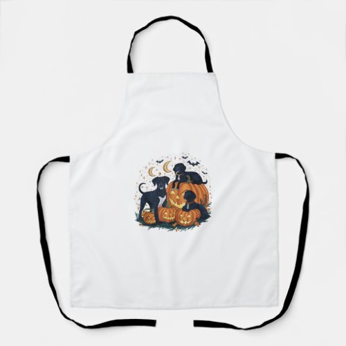 Halloween Party Cute Black Dogs and Pumpkins Hallo Apron