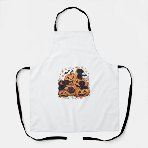 Halloween Party Cute Black Dogs and Pumpkins Hallo Apron