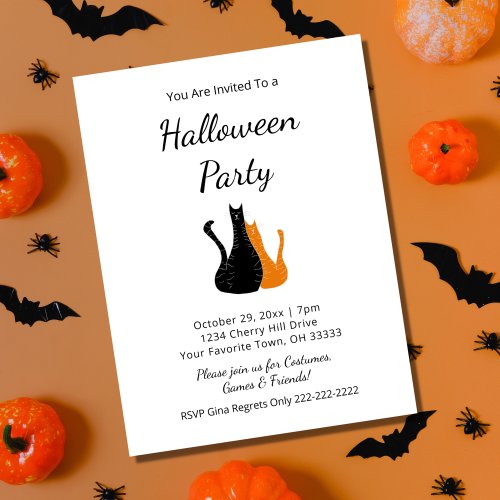 Halloween Party Cute Cats Invitation Postcard