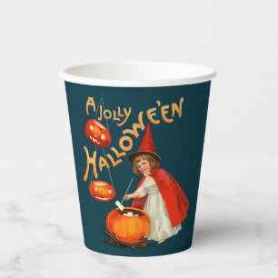 Halloween party Cute little witch Clapsaddle Paper Cups