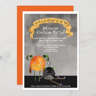 Halloween Party Cute Monsters Invitation