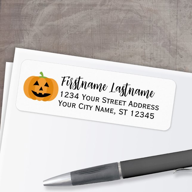 Halloween Party - Cute Pumpkin Return Address Label (Personalized Return Address Label)