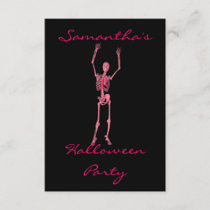 "Halloween Party" - Dancing Pink Skeleton Invitation