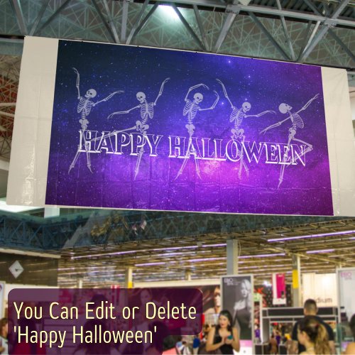 Halloween Party dancing skeleton neon dance party Banner