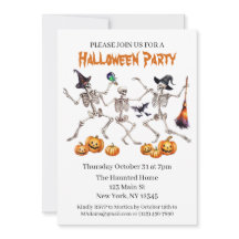 Halloween Party Dancing Skeletons Invitation