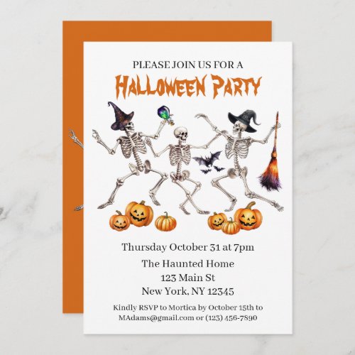 Halloween Party Dancing Skeletons Invitation