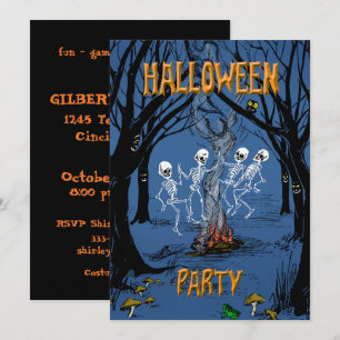 Halloween Party Dancing Skeletons Invitation