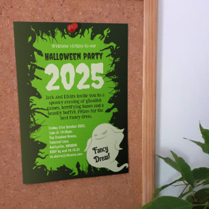 Halloween Party Dark Green Rats Creepy Crawlies Invitation