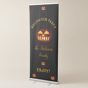 Halloween Party Decor Funny Jack O Lantern Pumpkin Retractable Banner