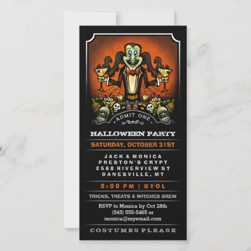 Halloween Party Dracula Fun Invite Ticket