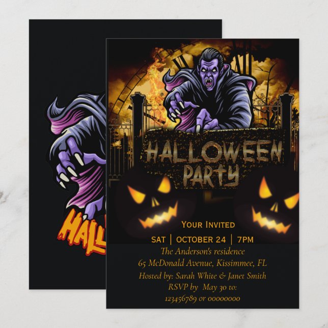 Halloween Party Dracula invitation (Front/Back)