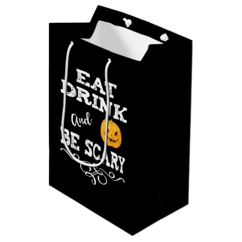 Halloween Party Eat Drink  Be Scary Pumpkin Face Medium Gift Bag
