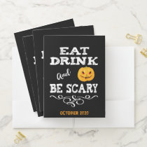 Halloween Party Eat Drink & Be Scary Pumpkin Face Pocket Folder
