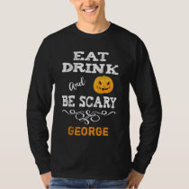 Halloween Party Eat Drink & Be Scary Pumpkin Face T-Shirt