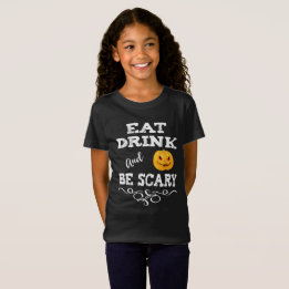 Halloween Party Eat Drink & Be Scary Pumpkin Face T-Shirt