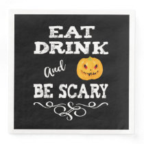 Halloween Party Eat Drink & Be Scary Pumpkin Paper Dinner Napkins