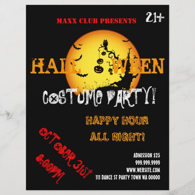 Halloween Party Event Announcement DJ CLUB Flyer (Front)