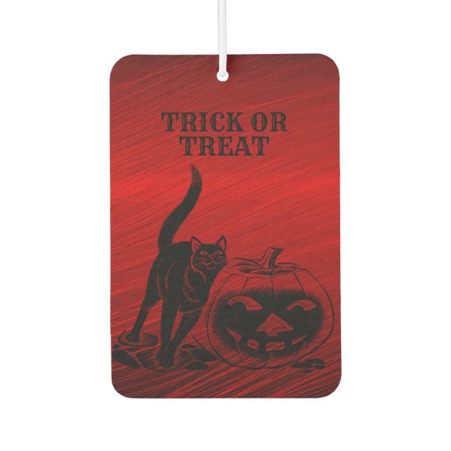 Halloween Party Evil Black Cat Pumpkin Red Scary Air Freshener (Front)