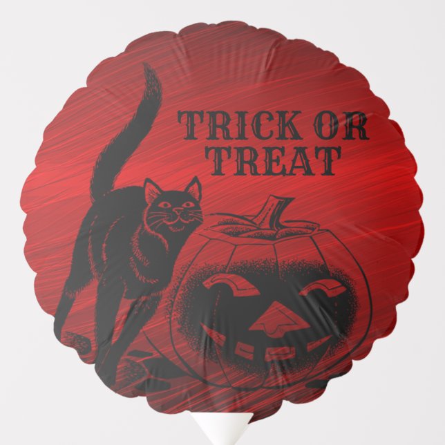 Halloween Party Evil Black Cat Pumpkin Red Scary Balloon (Front)