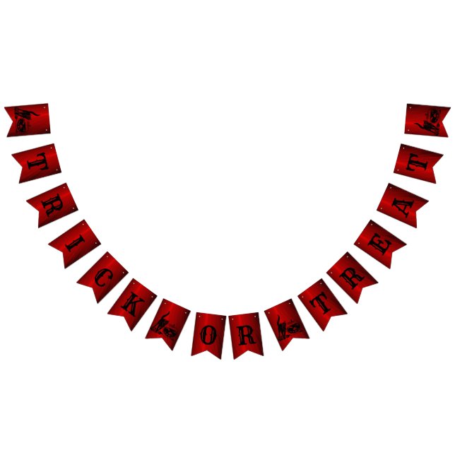 Halloween Party Evil Black Cat Pumpkin Red Scary Bunting Flags (All)