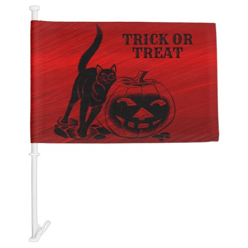 Halloween Party Evil Black Cat Pumpkin Red Scary Car Flag