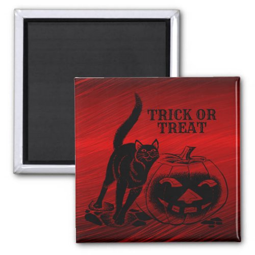 Halloween Party Evil Black Cat Pumpkin Red Scary Magnet