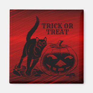 Halloween Party Evil Black Cat Pumpkin Red Scary Magnet