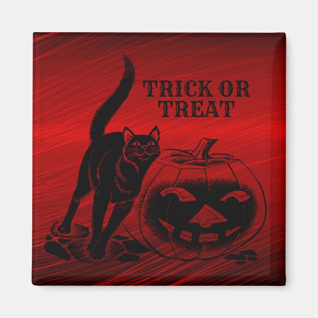 Halloween Party Evil Black Cat Pumpkin Red Scary Magnet (Front)