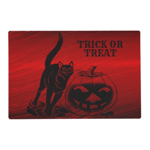 Halloween Party Evil Black Cat Pumpkin Red Scary Placemat
