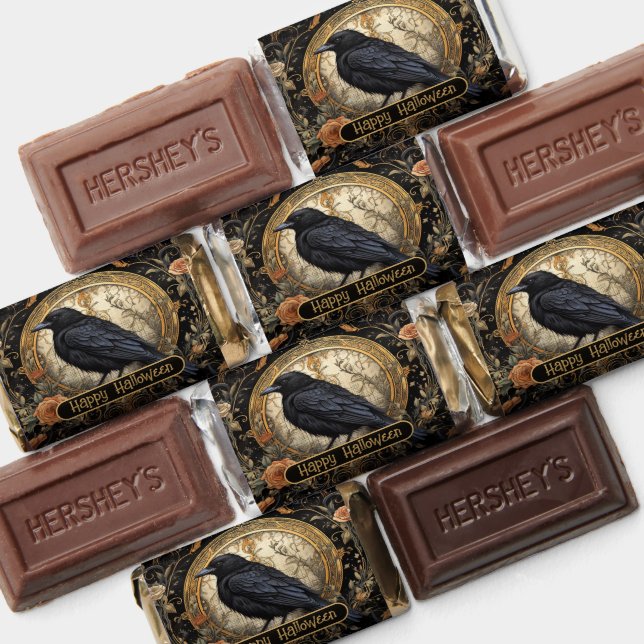 Halloween Party Evil Black Crow Orange Flowers Hershey's Miniatures (Assorted)