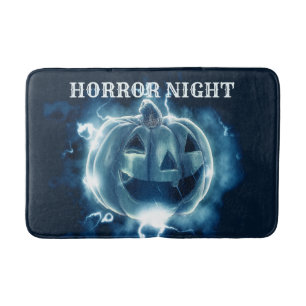 Halloween Party Evil Blue Pumpkin Horror Scary Bath Mat