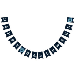 Halloween Party Evil Blue Pumpkin Horror Scary Bunting Flags