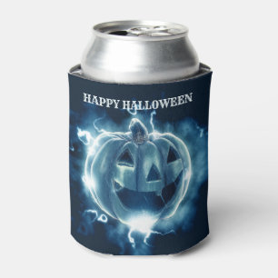 Halloween Party Evil Blue Pumpkin Horror Scary Can Cooler