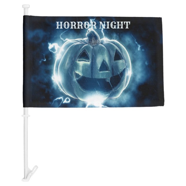 Halloween Party Evil Blue Pumpkin Horror Scary Car Flag (Front)
