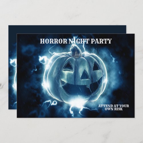 Halloween Party Evil Blue Pumpkin Horror Scary Invitation