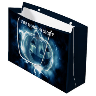 Halloween Party Evil Blue Pumpkin Horror Scary Large Gift Bag