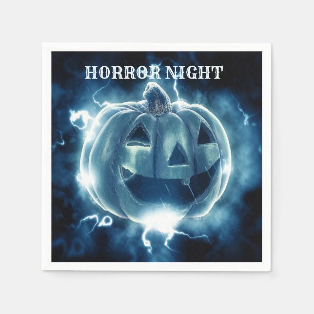 Halloween Party Evil Blue Pumpkin Horror Scary Napkins (Front)