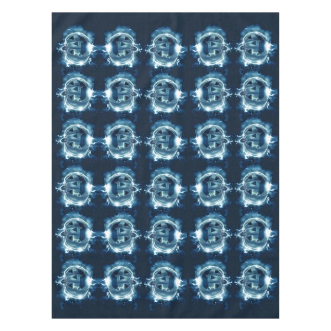 Halloween Party Evil Blue Pumpkin Horror Scary Tablecloth (Front)