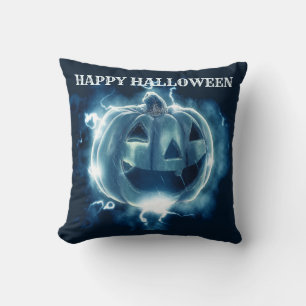 Halloween Party Evil Blue Pumpkin Horror Scary Throw Pillow