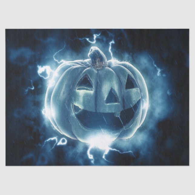 Halloween Party Evil Blue Pumpkin Horror Scary Tissue Paper (Front)