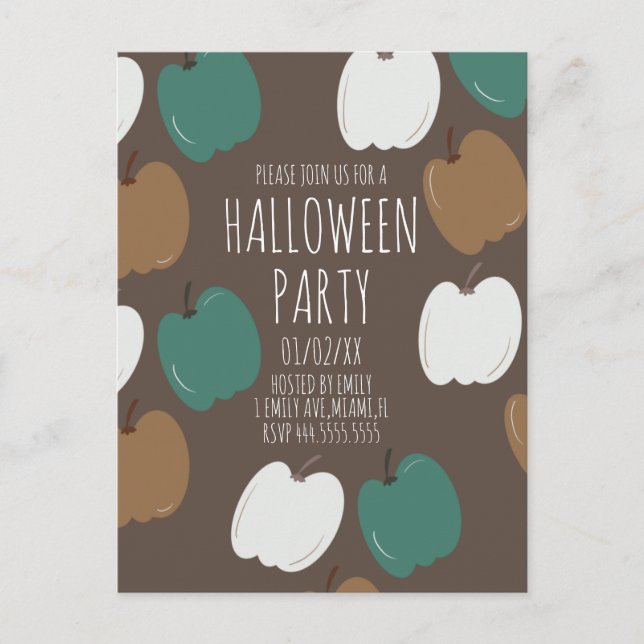 Halloween Party Fall Pumpkins Earth Tone Postcard (Front)