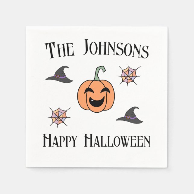 Halloween Party Family Name Napkins (Front)