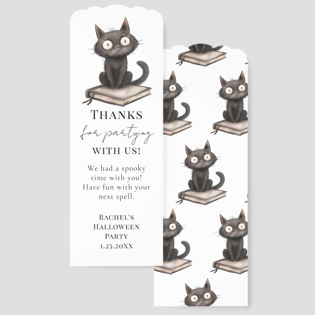 Halloween Party Favor Cat Books Bookmarks (Front & Back)