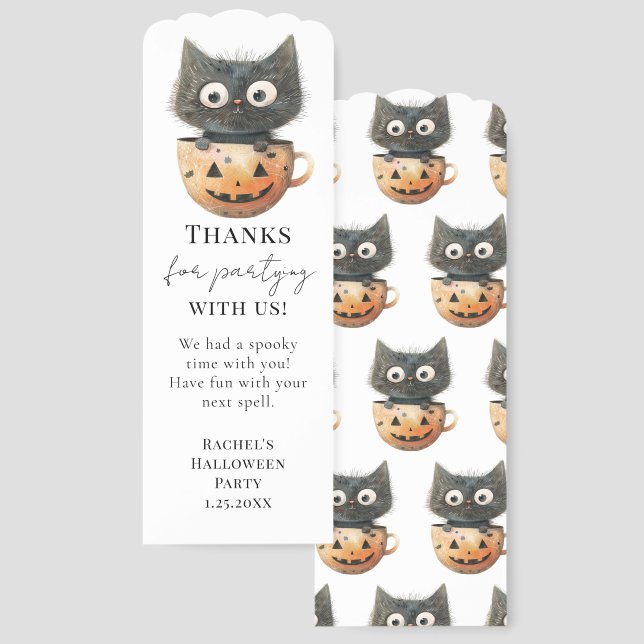 Halloween Party Favor Cat Cup Bookmarks (Front & Back)