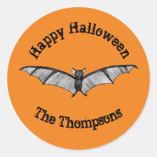 Halloween Party Favor Gothic Bat Customizable Classic Round Sticker