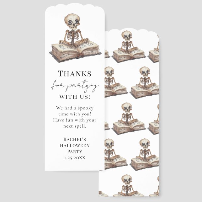 Halloween Party Favor Skeleton Book Bookmarks (Front & Back)