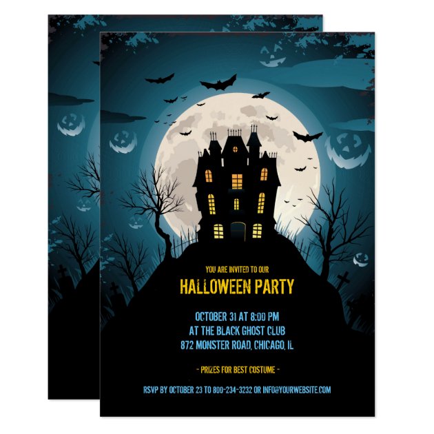 Halloween Party Flat Invitation Card