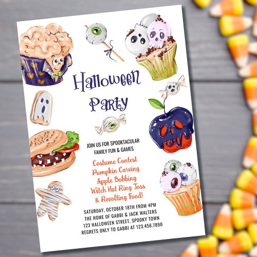 Halloween Party Food and Spooktacular Fun Invitation