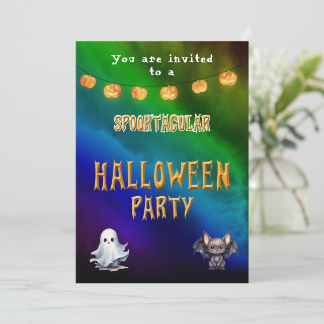 Halloween Party for Kids colorful cute Invitation (Standing Front)
