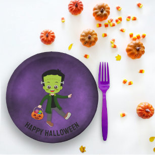 Halloween Party for Kids Frankenstein  Paper Plate